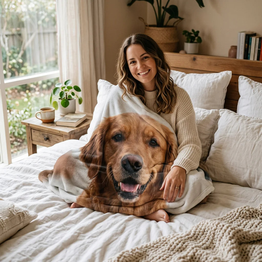 Custom Pet Photo Blanket - Personalized Premium Fleece Throw