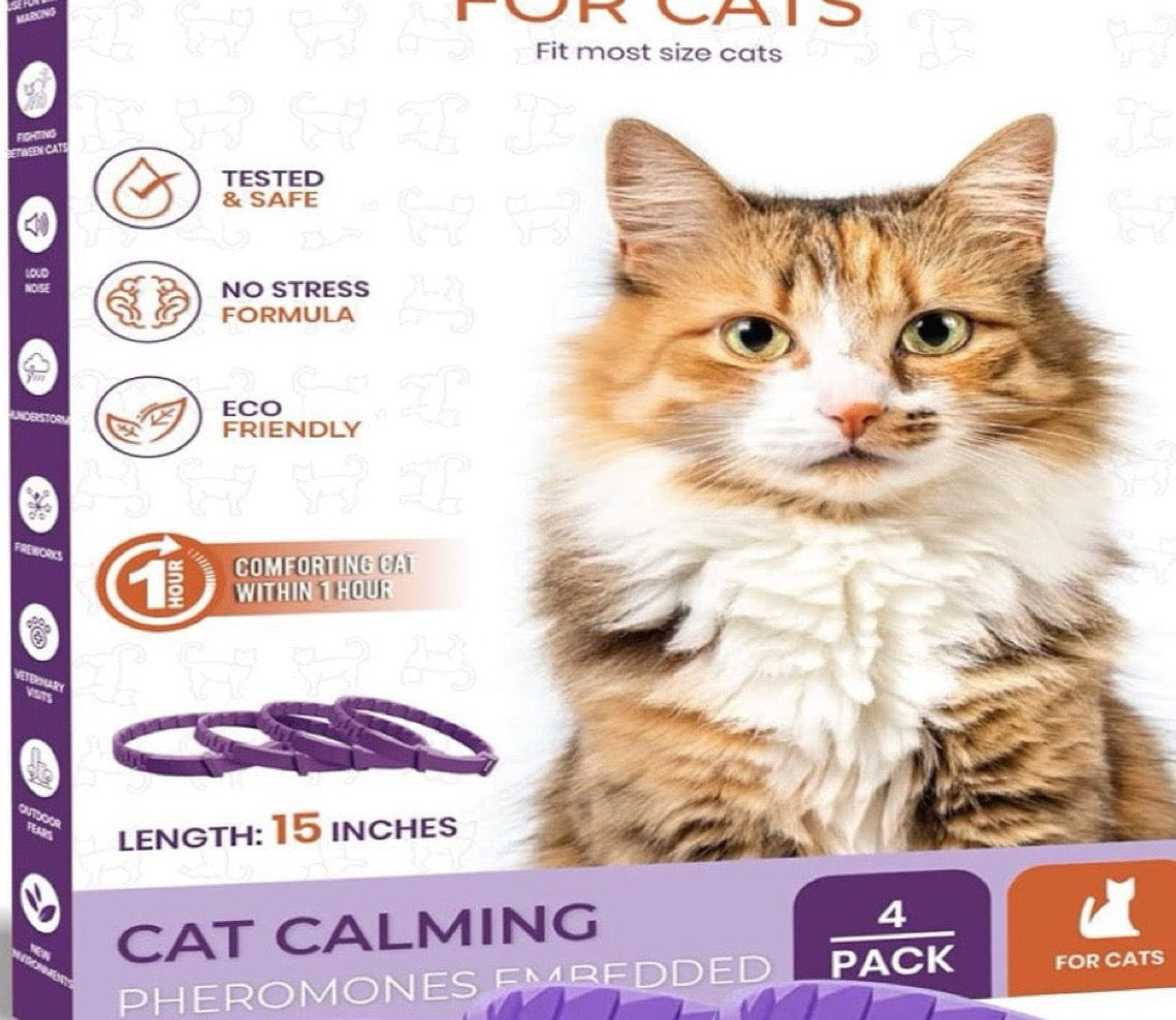 Natural Pheromone Calming Collar for Cats - 4 Pack